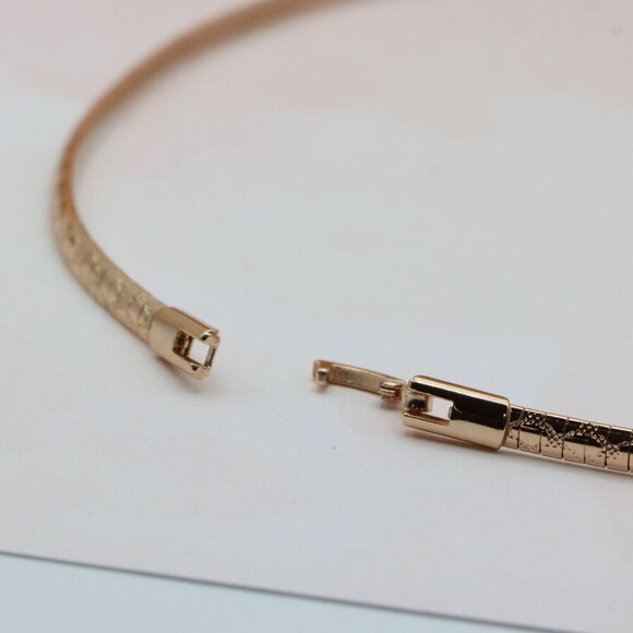 Textured Rose Gold Flat Snake Chain Necklace, XPNL0243 - Picture 9 of 9